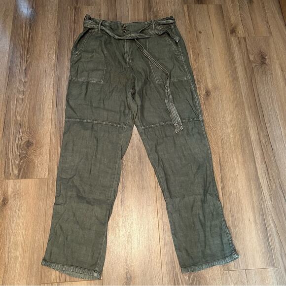 American Eagle Outfitters High Rise Olive Green Taper Pant Straight Leg - Picture 2 of 10